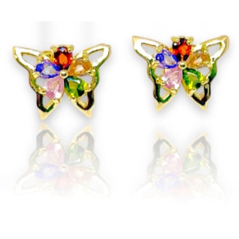 Multicolor buttery studs gold plated earrings